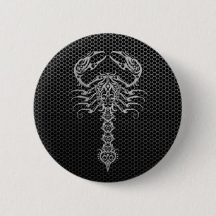 Steel Mesh Scorpion 6 Cm Round Badge