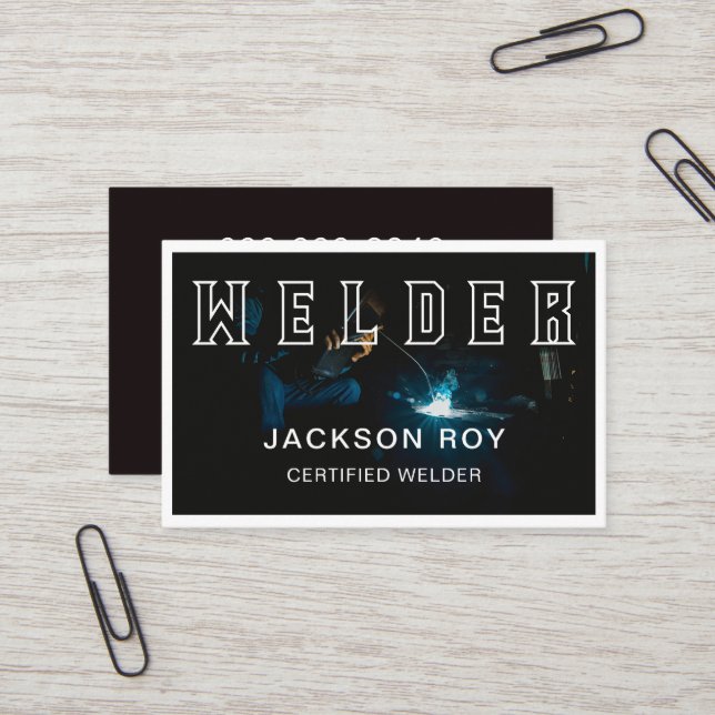 Steel Metallic Metal Works Welding Service Welder  Business Card (Front/Back In Situ)