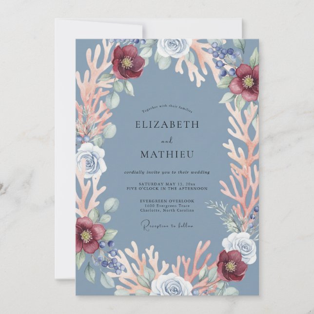 Steel Painted Marine Wedding Invitation (Front)