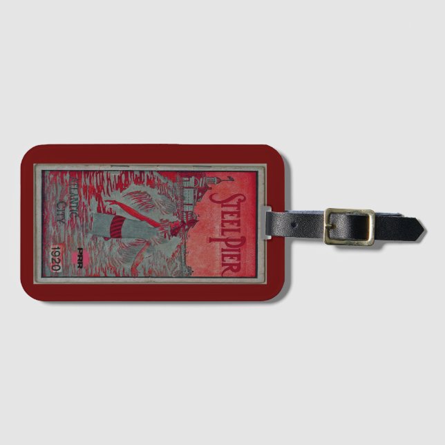 Steel Pier via Pennsylvania Railroad     Luggage Tag (Front Horizontal)