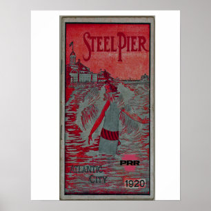 Steel Pier via Pennsylvania Railroad  Poster
