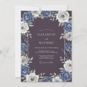 Steel Plum Petal Wedding Invitation