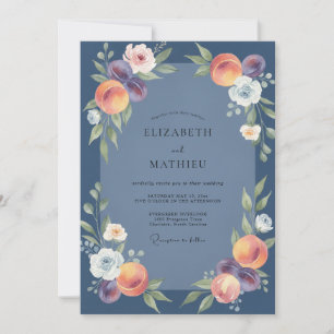 Steel Plum Wildflower Wedding Invitation