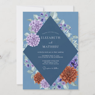Steel Purple Blossom Wedding Invitation