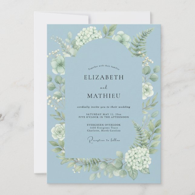 Steel Sage Foliage Eucalyptus Wedding Invitation (Front)