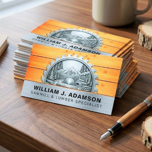 STEEL SAWMILL SAW & WOOD GRAIN MILL CARPENTER BUSINESS CARD