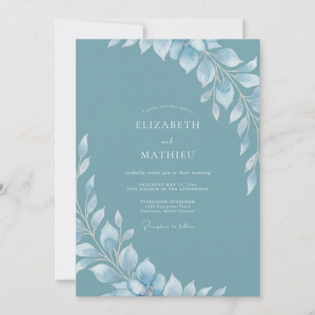 Steel Slate Foliage Sage Wedding Invitation (Front)