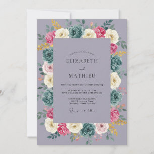 Steel Soft Pink Ranunculus Eucalyptus Wedding Invitation