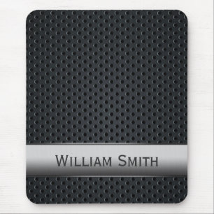 Steel striped dark metal mouse pad