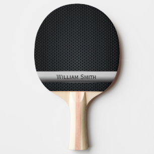 Steel striped dark metal ping pong paddle