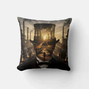 Steel & Sunsets Exploring the Industrial Frontier Cushion