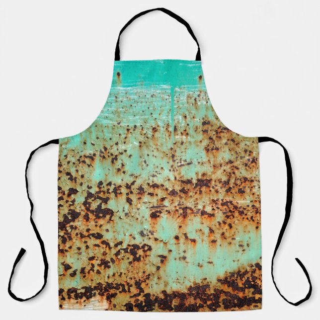 steel surface. An old weathered Green Apron (Front)