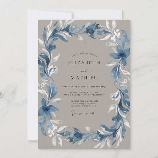 Steel Taupe Painted Wedding Invitation (Front)