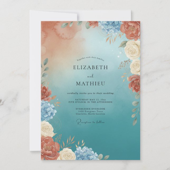 Steel Terra Cotta Painted Wedding Invitation (Front)