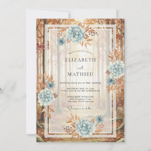 Steel Terracotta Rose Wedding Invitation