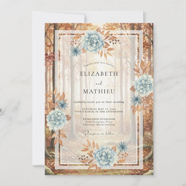 Steel Terracotta Rose Wedding Invitation (Front)