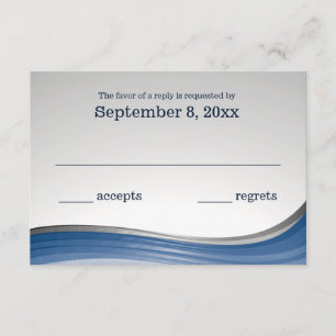 Steel Wave Blue and Silver RSVP Card