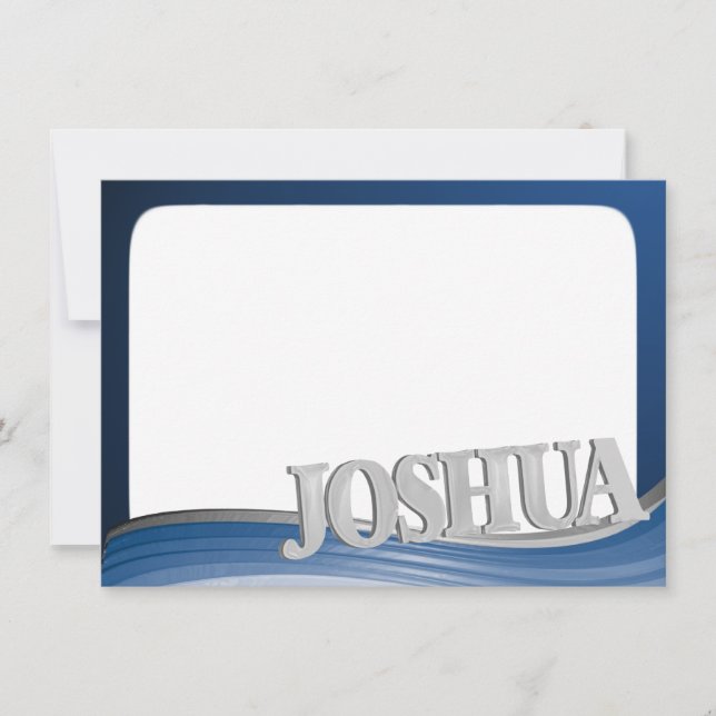 Steel Wave with Name Joshua Flat Note Note Card (Front)