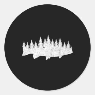 Steelhead Fishing - Forest Treeline Trout Fisherma Classic Round Sticker