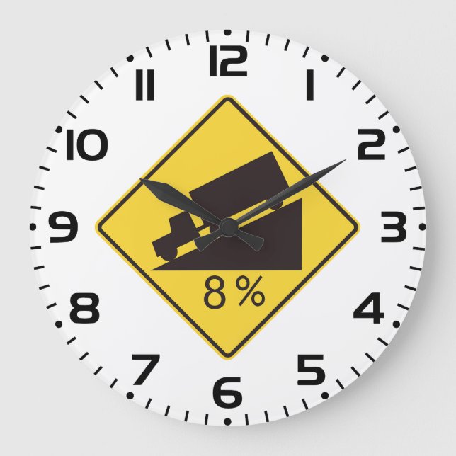 Steep Grade Traffic Sign Trucking Hauling Caution Large Clock (Front)
