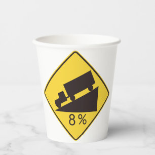 Steep Grade Traffic Sign Trucking Hauling Caution Paper Cups