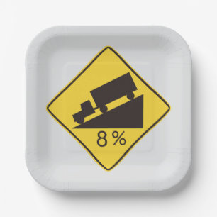 Steep Grade Traffic Sign Trucking Hauling Caution Paper Plate