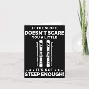 Steep slope daredevil skiing winter sports lover card