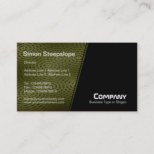 Steep Slope - Electric Rain (Green) and Black Business Card (Front)