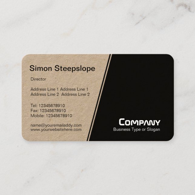 Steep Slope - White and Black (Kraft) Business Card (Front)