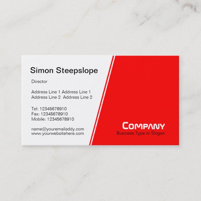 Steep Slope - White and Red Business Card (Front)