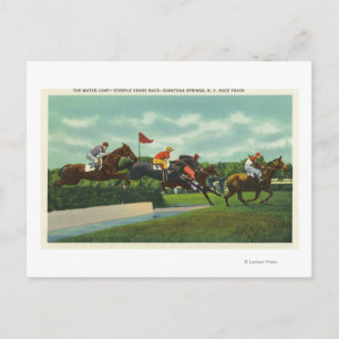 Steeple Chase Water Jump at Race Track Postcard