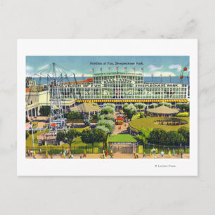 Steeplechase Park View of Pavilion of Fun Postcard