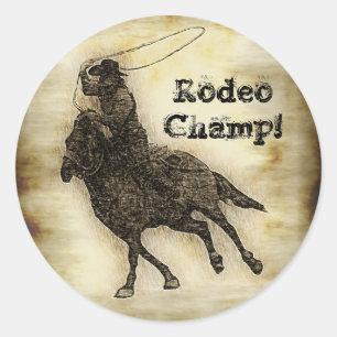 Steer Roping Rodeo Cowboy Classic Round Sticker