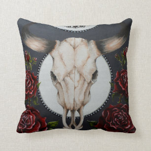 Steer skull pillow