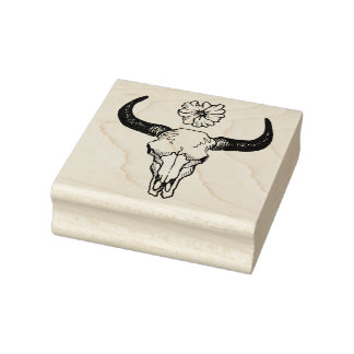 Steer Skull Rubber Stamp