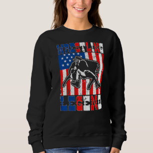 Steer Wrestling Legend American Flag Rodeo Bulldog Sweatshirt
