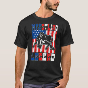 Steer Wrestling Legend American Flag Rodeo Bulldog T-Shirt