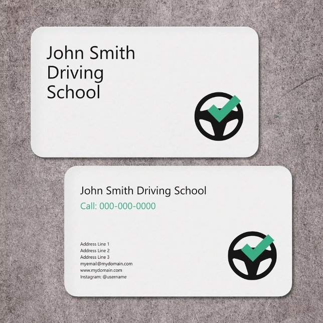 Steering Wheel & checkmark - Driving School Business Card (Steering Wheel & checkmark - Driving School Business Card)