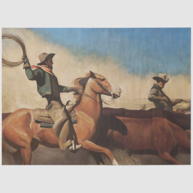 “Steers to Market” Western Art by Maynard Dixon Tissue Paper (Front)