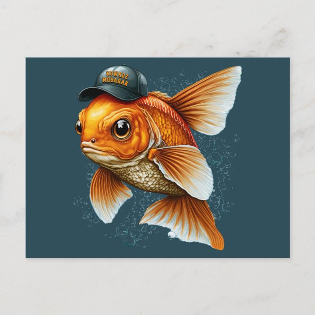 Steet Goldfish in Hat Nowruz Mobarak  Postcard (Front)