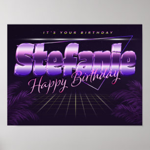 Stefanie Name Vorname lila retro Poster Geburtstag