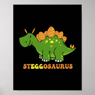 Steggosaurus Egg Dinosaur Happy Easter Day Trex Fe Poster