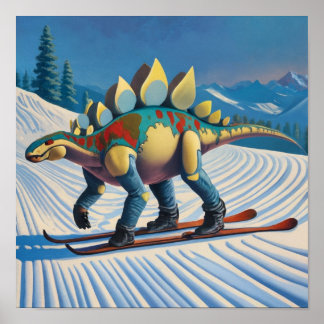 Stego-Slopes: Skiing Stegosaurus Wall Art