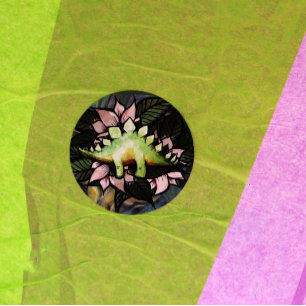 Stegosaur Dinosaur Flower Dinosaurs                Classic Round Sticker