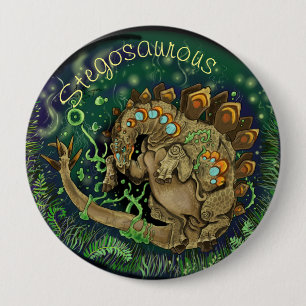 Stegosaurous Dinosaur Art 10 Cm Round Badge