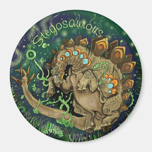 Stegosaurous Dinosaur Art Magnet (Front)
