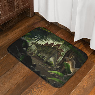 Stegosaurus and Deinonychus Dinosaurs  Bath Mat