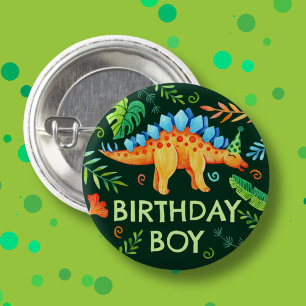 Stegosaurus Birthday Boy Dinosaur Prehistoric 3 Cm Round Badge