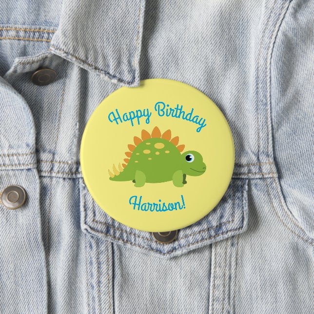 Stegosaurus Dinosaur Birthday Party 10 Cm Round Badge (In Situ)