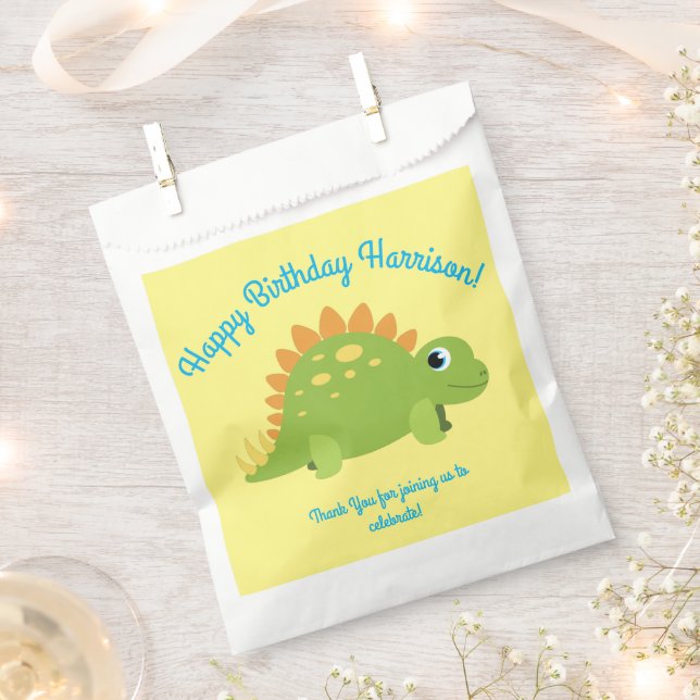 Stegosaurus Dinosaur Birthday Party Favour Bags (Clipped)